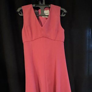 Lands' End Candy Pink Italian Crepe Empire Waist Circle Work Social Dress sz 2